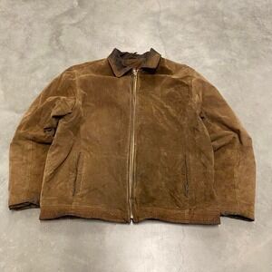 Vintage y2k 90s mocha brown leather suede collared aviator a-2 bomber jacket